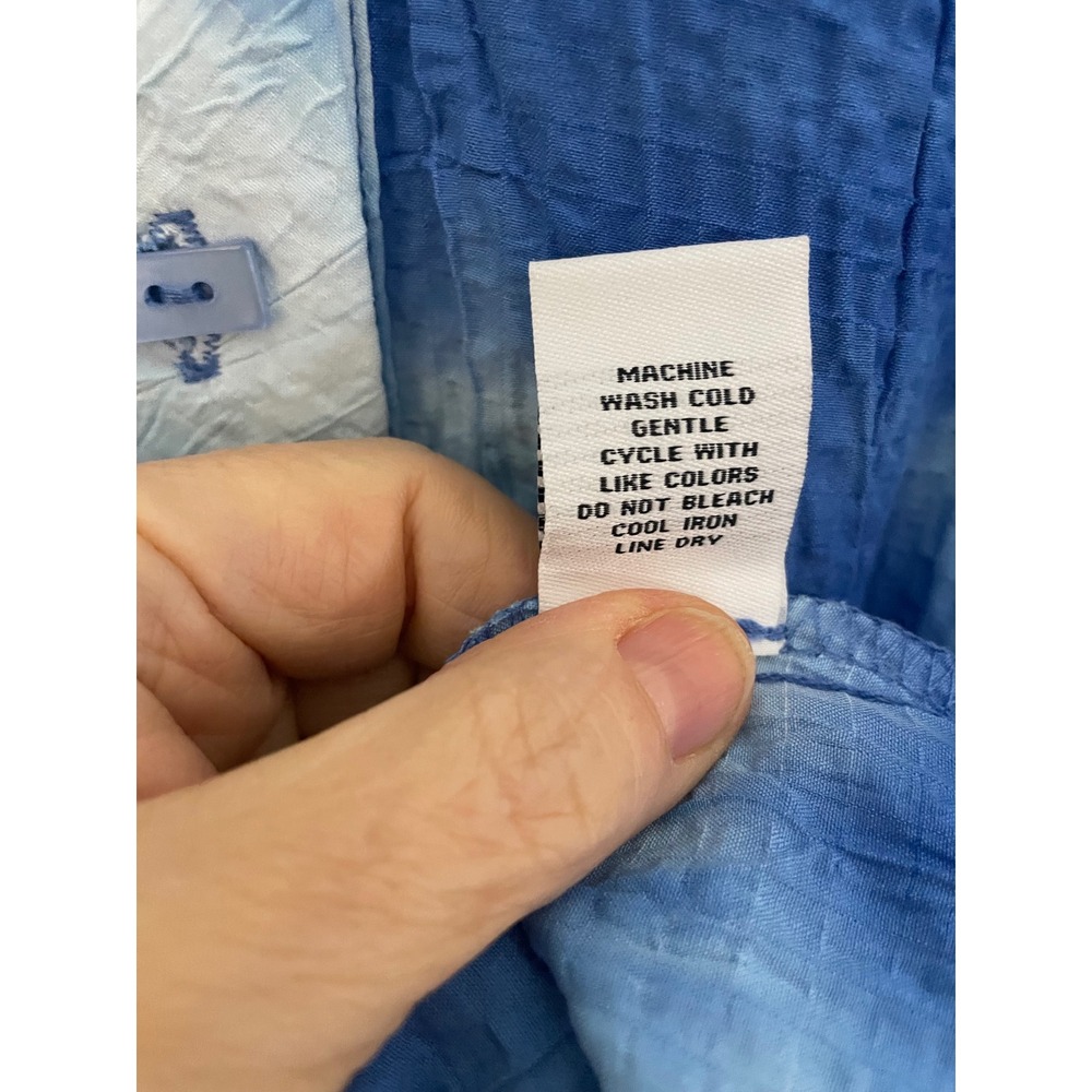 NWT Habitat A-Line Tunic Button Up Shirt Size Large Blue White Lagenlook - Picture 7 of 7